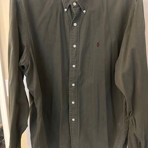 Ralph Lauren Green Casual Button Down Shirt with Embroidered Logo